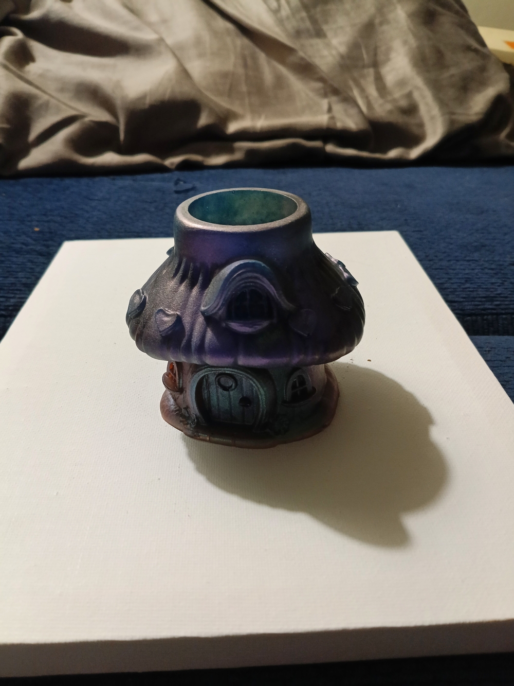 Hand-Painted Purple Mushroom House Decorative Home Art
